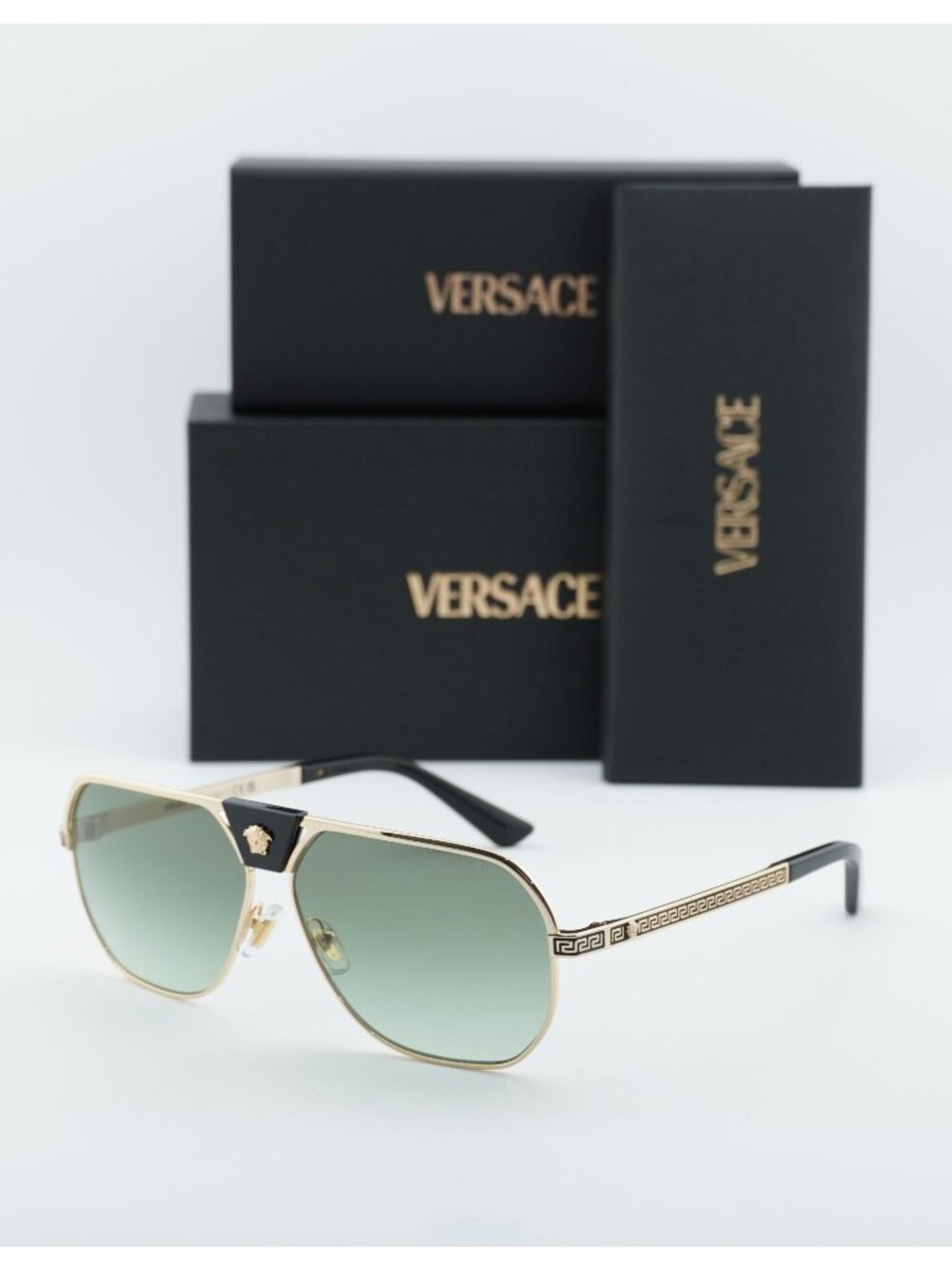 Versace VE2294 10028E Aviator Sunglasses – Gold / Green Gradient